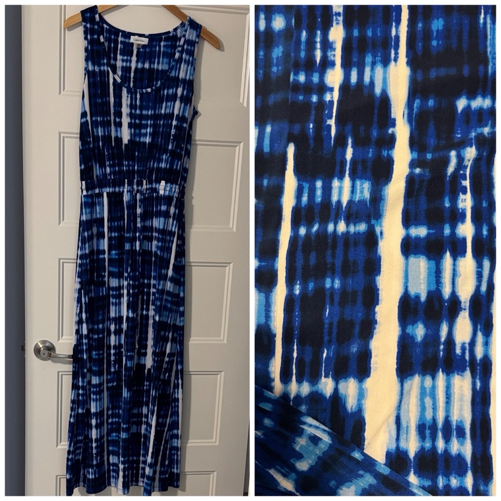 Calvin Klein Navy Tie-Dye Maxi Dress, size 10